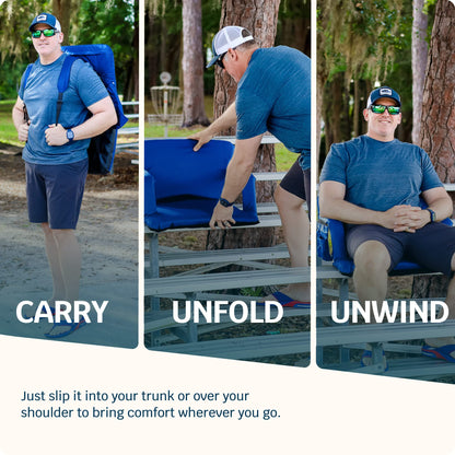 Alpcour Stadium Seats with Back Support for Bleachers – Wide Bleacher Chairs with Thick Padded Cushion, Armrests, Side Pockets, & Shoulder Straps – Best Portable Seat Chair for Sports Events