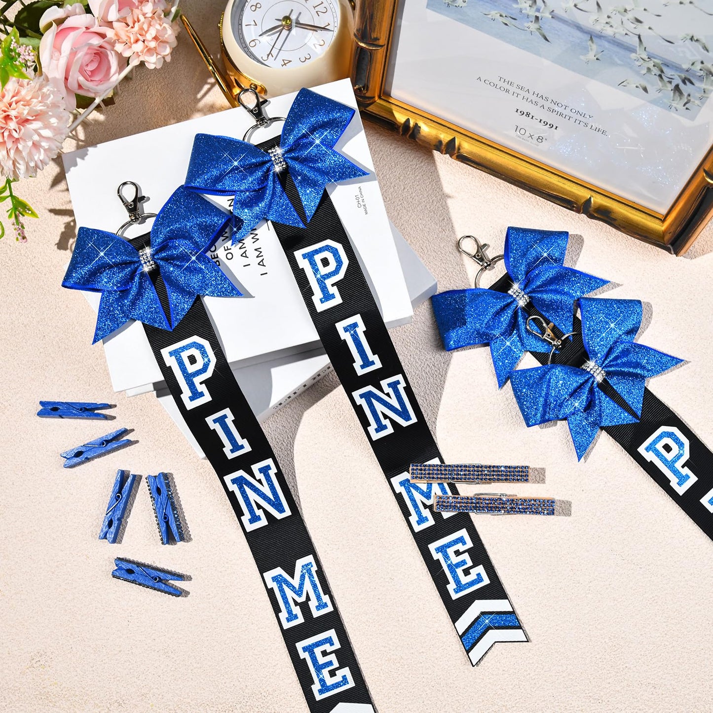 DEEKA Volleyball Pin Me Ribbon for Backpack Glitter Volleyball Keychain Bulk Volleyball Gifts