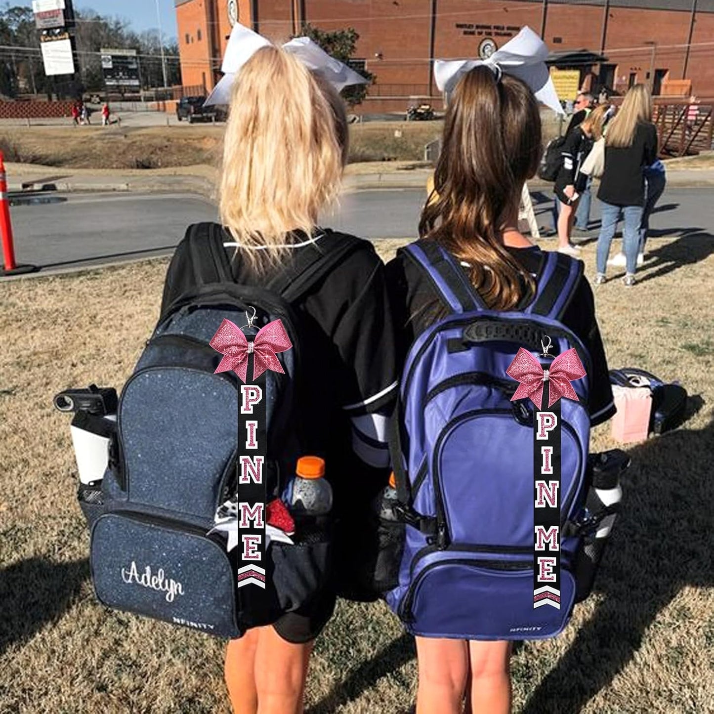 DEEKA Volleyball Pin Me Ribbon for Backpack Glitter Volleyball Keychain Bulk Volleyball Gifts