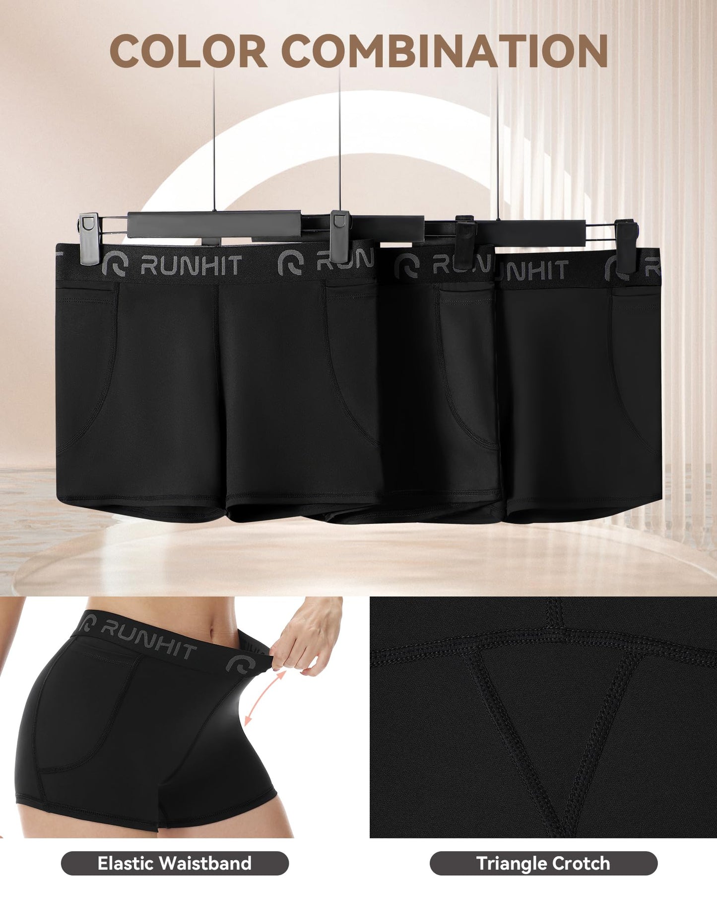 Runhit 3" Volleyball Shorts Womens 3 Pack Compression Shorts for Women Spandex Shorts Women Workout Athletic Yoga Gym