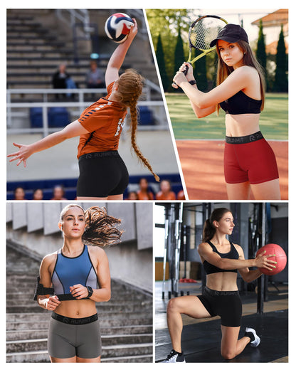 Runhit 3" Volleyball Shorts Womens 3 Pack Compression Shorts for Women Spandex Shorts Women Workout Athletic Yoga Gym