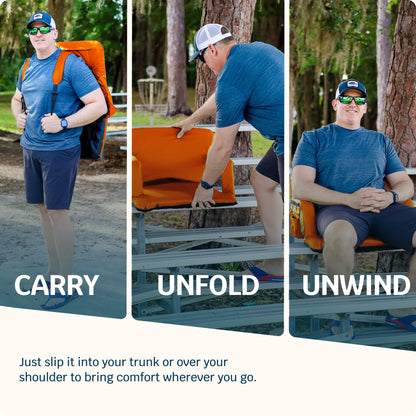 Alpcour Stadium Seats with Back Support for Bleachers – Wide Bleacher Chairs with Thick Padded Cushion, Armrests, Side Pockets, & Shoulder Straps – Best Portable Seat Chair for Sports Events