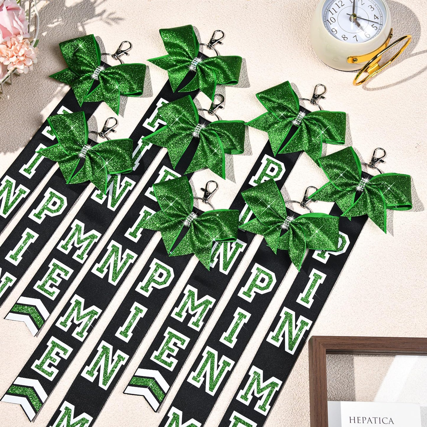 DEEKA Volleyball Pin Me Ribbon for Backpack Glitter Volleyball Keychain Bulk Volleyball Gifts