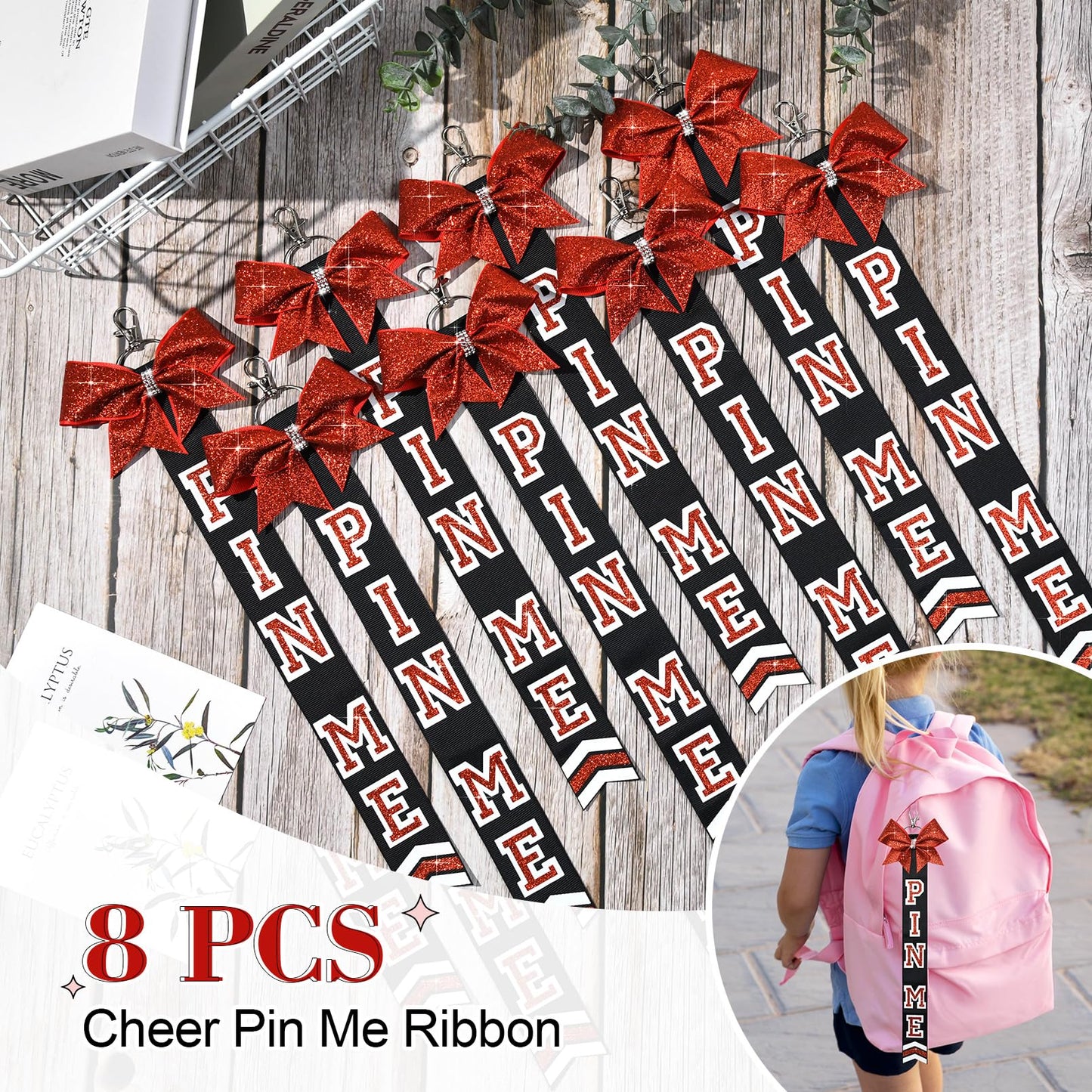 DEEKA Volleyball Pin Me Ribbon for Backpack Glitter Volleyball Keychain Bulk Volleyball Gifts