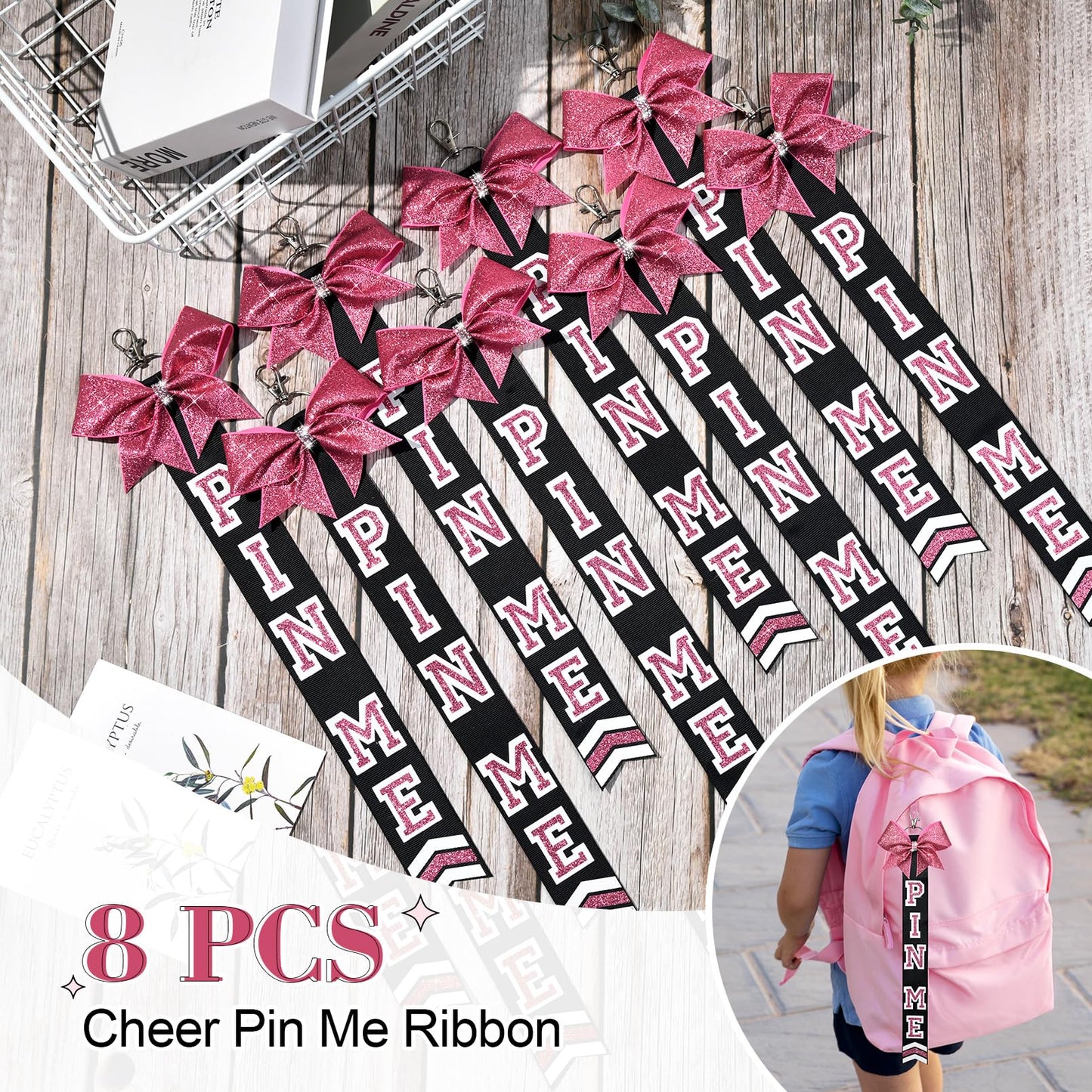DEEKA Volleyball Pin Me Ribbon for Backpack Glitter Volleyball Keychain Bulk Volleyball Gifts
