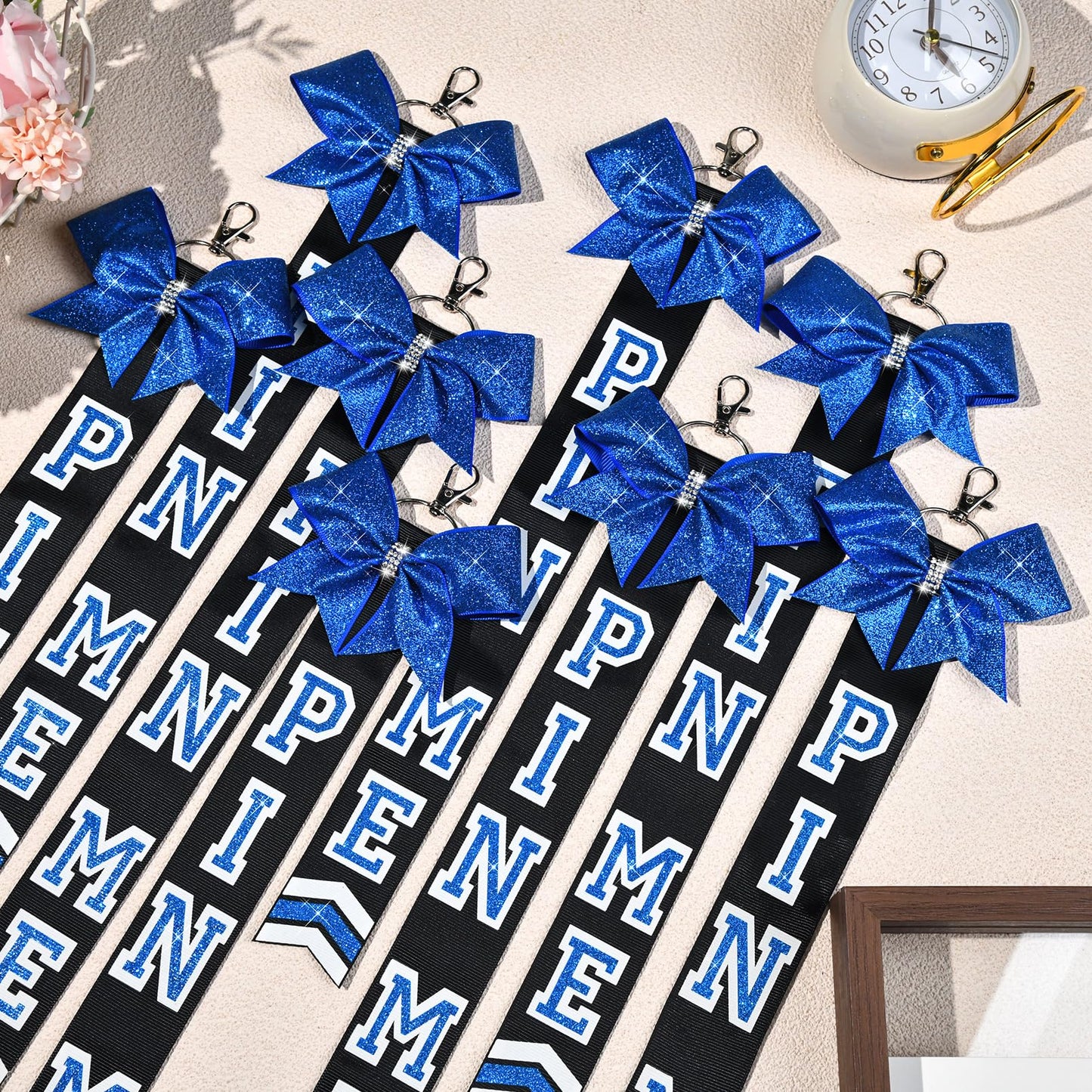 DEEKA Volleyball Pin Me Ribbon for Backpack Glitter Volleyball Keychain Bulk Volleyball Gifts